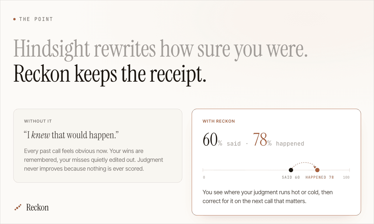 Hindsight rewrites how sure you were.